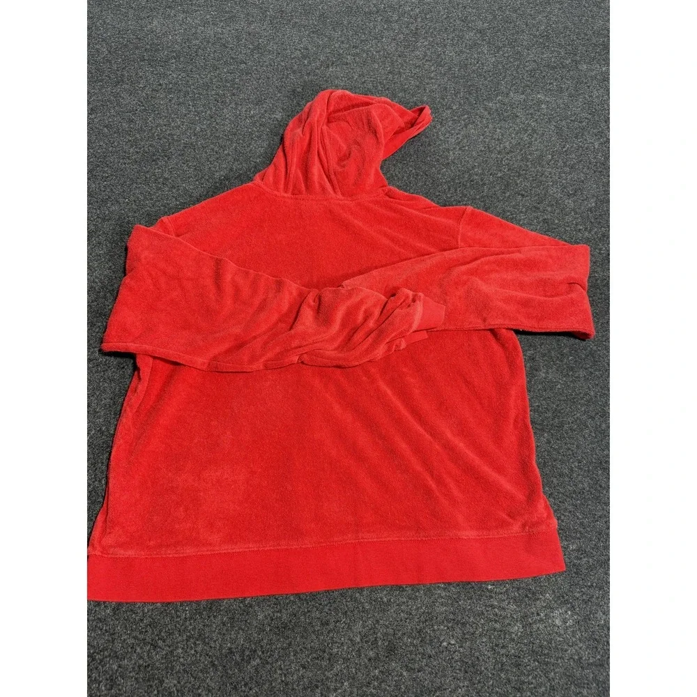 Nike XL‎ Red Velour Terry Cloth Full Zip Hoodie Sweatshirt Kids Size 18-20 Y2K